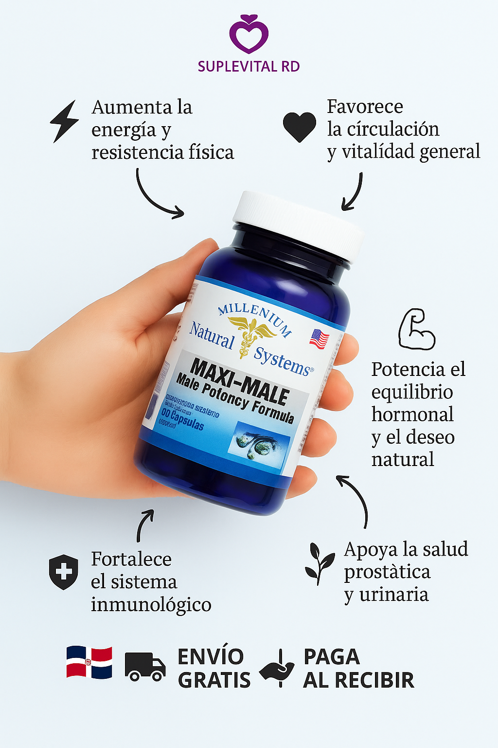 🧔♂️ MAXI MALE Vitaminas Masculinas (60 Cápsulas) – Energía, Vitalidad y Potencia Natural 💪