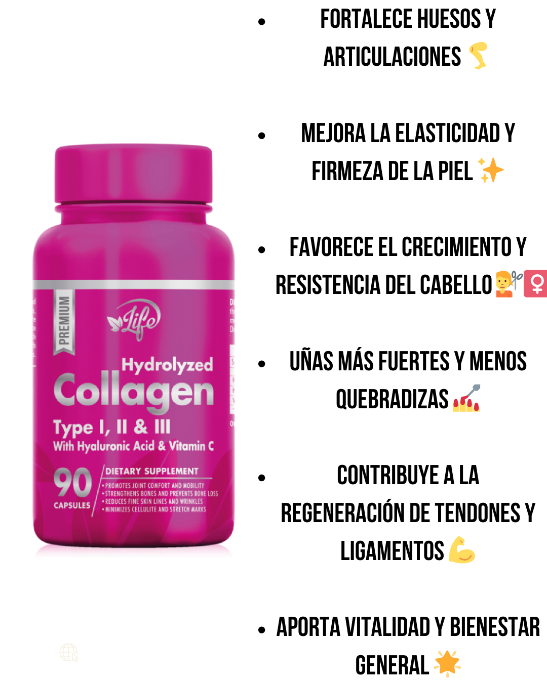 ✨ Colágeno Hidrolizado + Acido Hialurónico & Vitamina C (90 Cápsulas) - El suplemento que cuida tu piel, cabello y huesos desde adentro