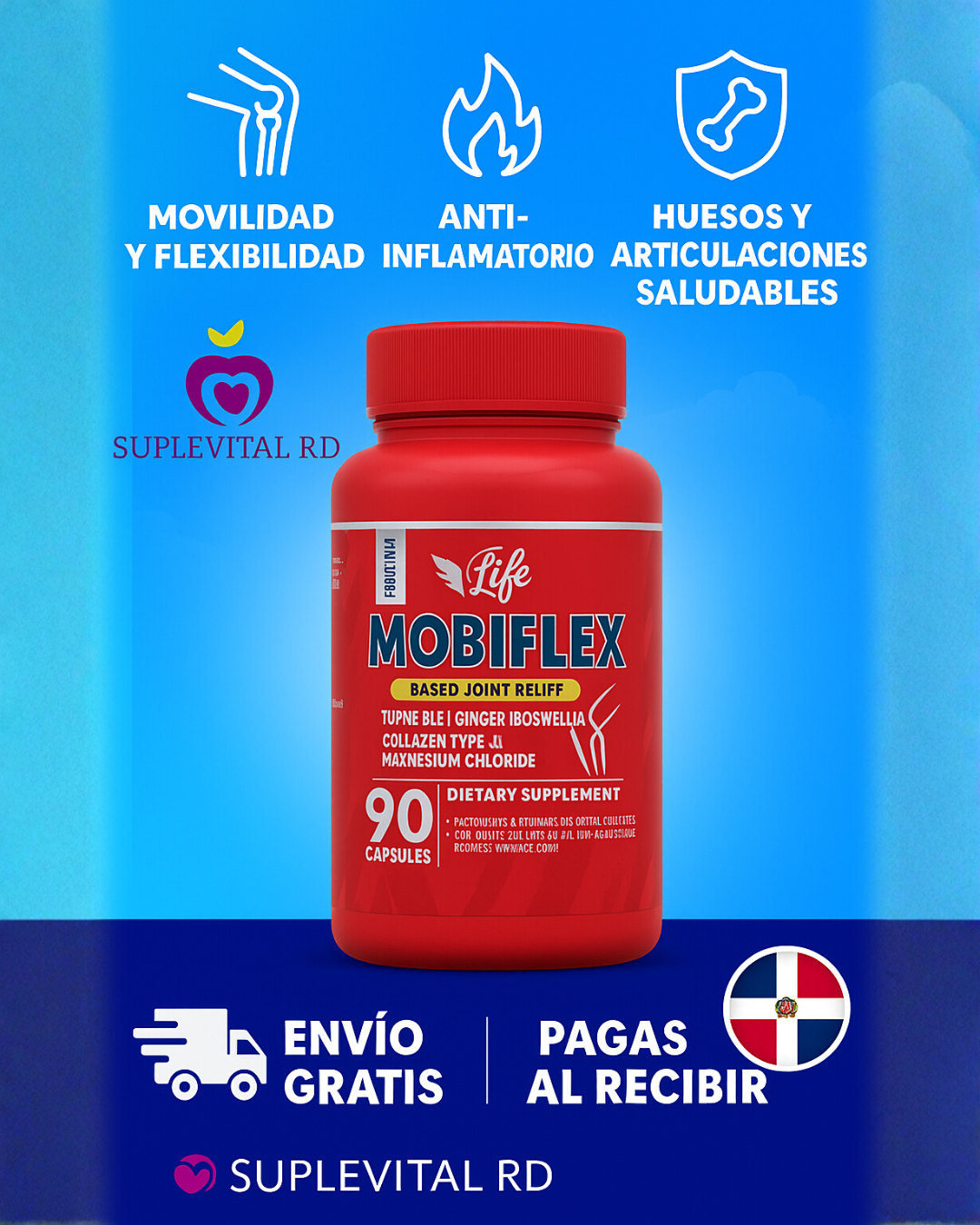 Mobiflex 90 Cápsulas – Soporte articular con Cúrcuma, Colágeno II, Magnesio y Vitamina D3 | Muévete con confianza todos los días.