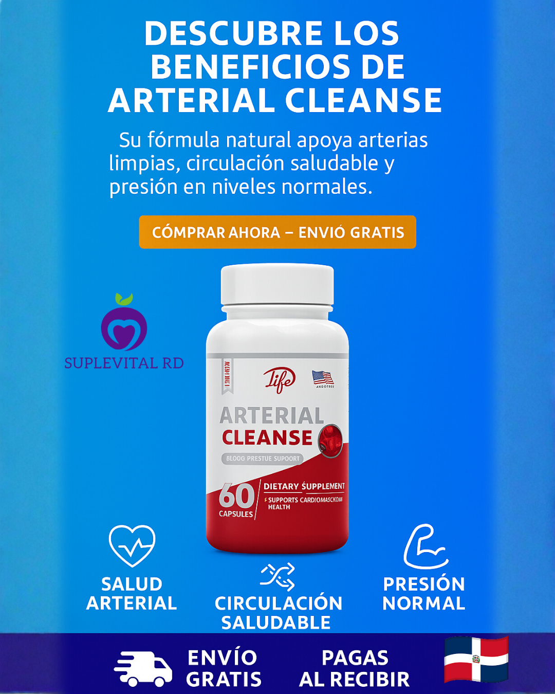 💓 Arterial Cleanse (60 Capsulas): apoyo natural para arterias limpias y circulación saludable.