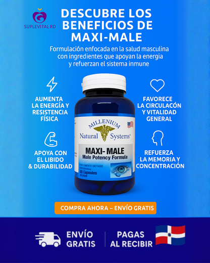 🧔‍♂️ MAXI MALE Vitaminas Masculinas (60 Cápsulas) – Energía, Vitalidad y Potencia Natural 💪