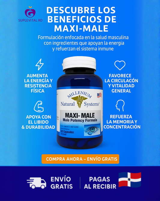 🧔‍♂️ MAXI MALE Vitaminas Masculinas (60 Cápsulas) – Energía, Vitalidad y Potencia Natural 💪