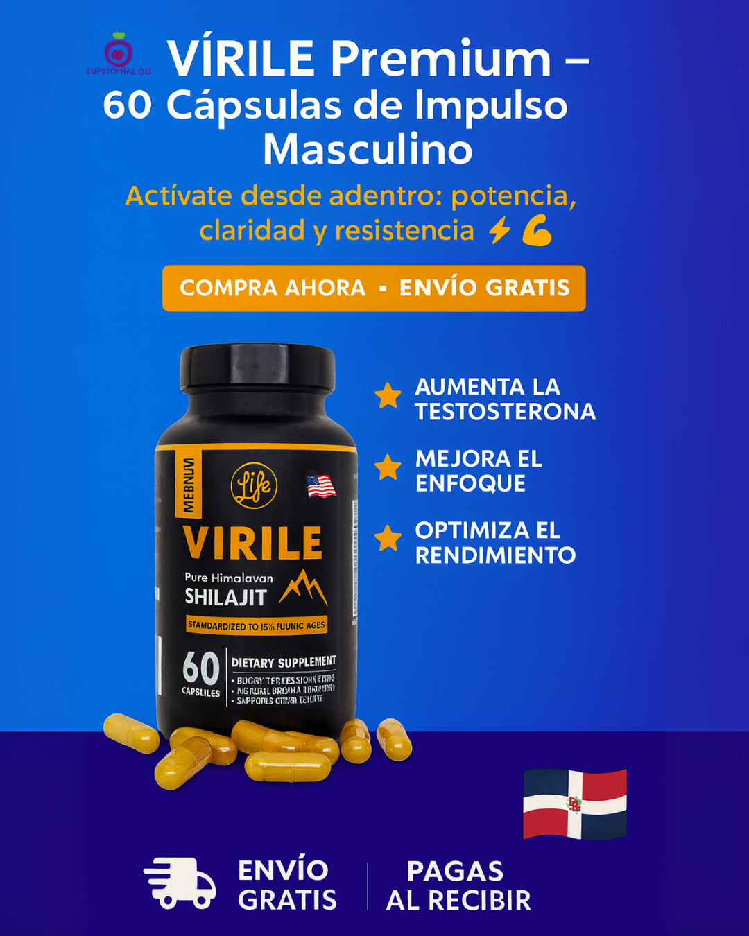 SHILAJIT Premium – 60 Cápsulas de Impulso Masculino | Actívate desde adentro: potencia, claridad y resistencia.