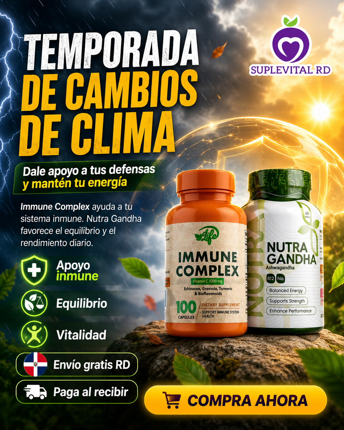 Nutra Gandha + Immune Complex – Defensas, Energía y Balance Diario