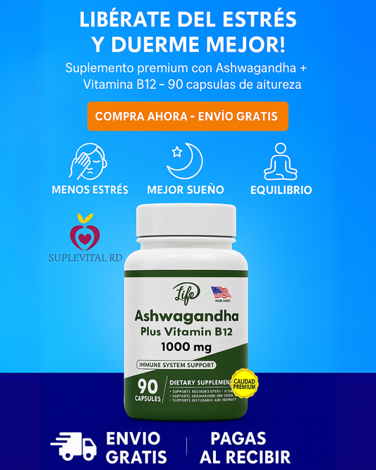 🌿 Ashwagandha Premium (90 Capsulas): Libérate del estrés y duerme mejor sin pastillas 🧘‍♀️