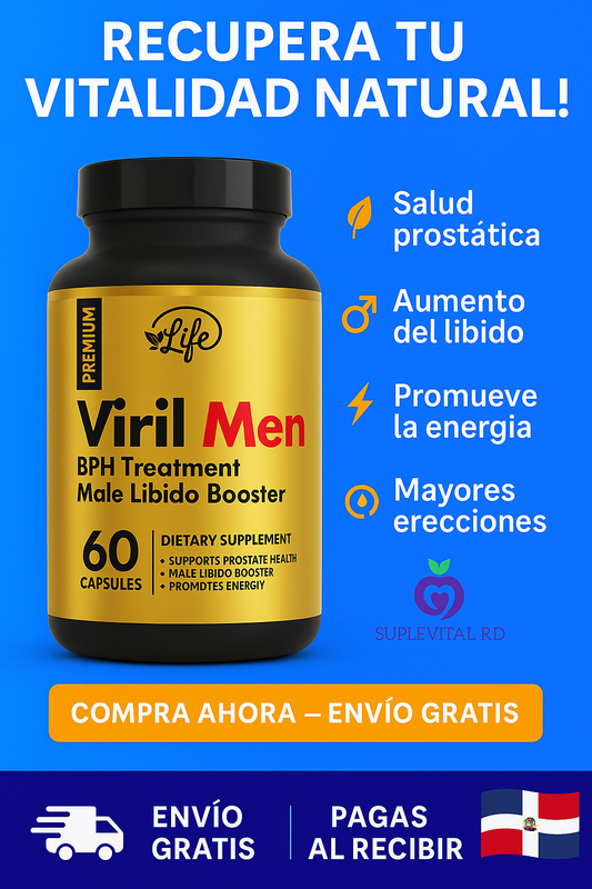 Viril Men 60 Cápsulas — Salud Prostática y Potencia Masculina | ¡Recupera tu confianza hoy! 💪🔥
