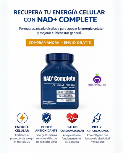 💊 NAD+ COMPLETE SHELTON (60 Capsulas) – ¡Ralentizar el envejecimiento desde dentro!