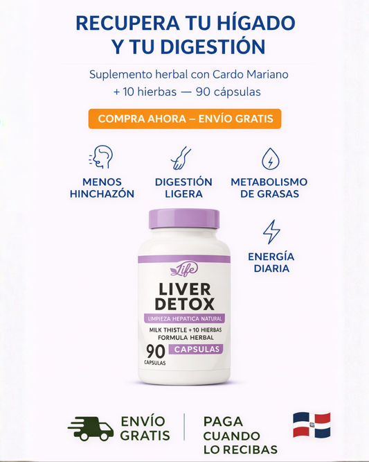 Liver Detox | 90 Cápsulas – Desintoxicación Hepática, Digestión Ligera y Energía Diaria 🌿🛡️✨