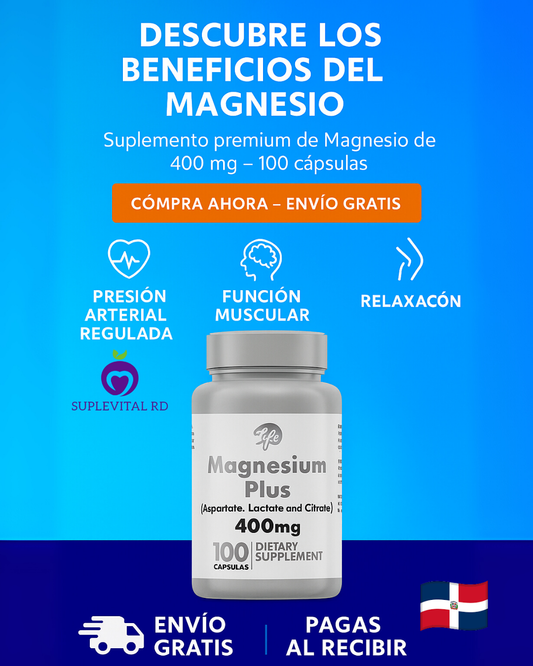 💙MAGNESIUM PLUS 400mg – 100 cápsulas | Salud cardiovascular, bienestar integral y mejor descanso