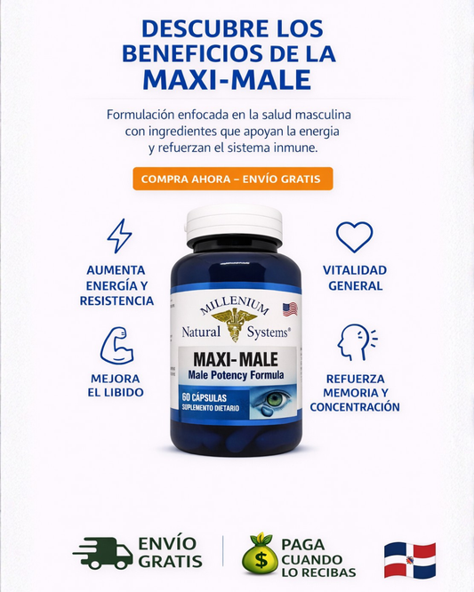 🧔‍♂️ MAXI MALE Vitaminas Masculinas (60 Cápsulas) – Energía, Vitalidad y Potencia Natural 💪