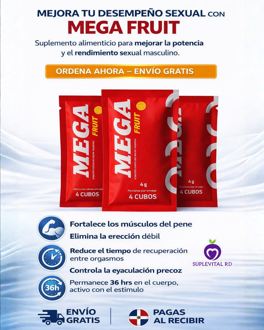 🍓 MEGA FRUIT 🔥 3 Paquetes = 12 cápsulas 💪 Más energía, mejor desempeño