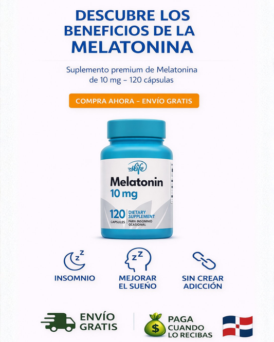 🌙 Melatonina 10MG (120 Capsulas) - 💊 Regula el ciclo natural del sueño & trata el insomnio sin crear adicción ni dependencia!