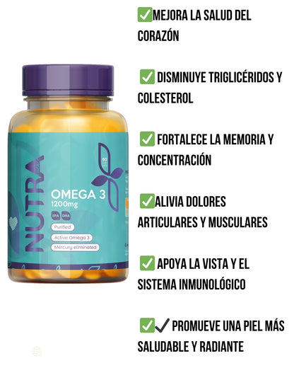 🐟💊 OMEGA 3 1200 MG x 60 Softgels – ¡Libre de Mercurio y de Alta Pureza!
