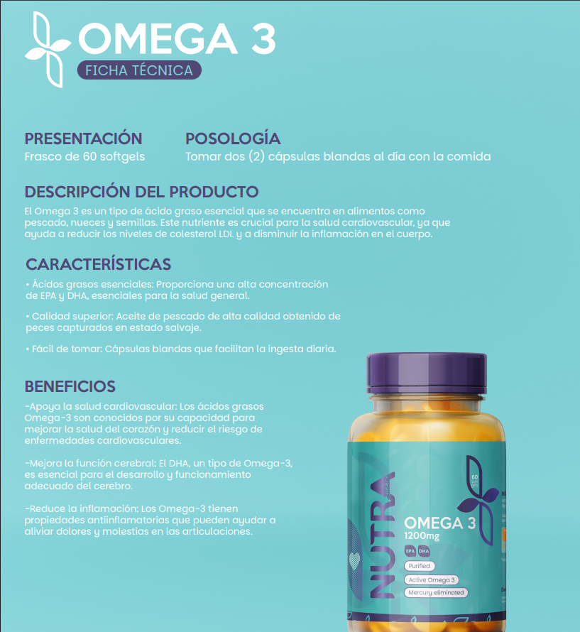🐟💊 OMEGA 3 1200 MG x 60 Softgels – ¡Libre de Mercurio y de Alta Pureza!