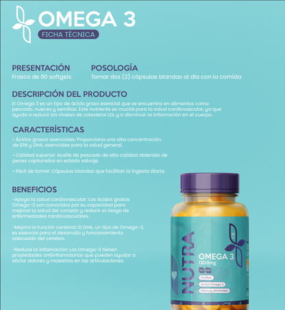 🐟💊 OMEGA 3 1200 MG x 60 Softgels – ¡Libre de Mercurio y de Alta Pureza!