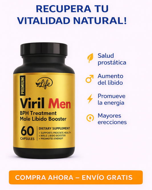 Viril Men 60 Cápsulas — Salud Prostática y Potencia Masculina | ¡Recupera tu confianza hoy! 💪🔥