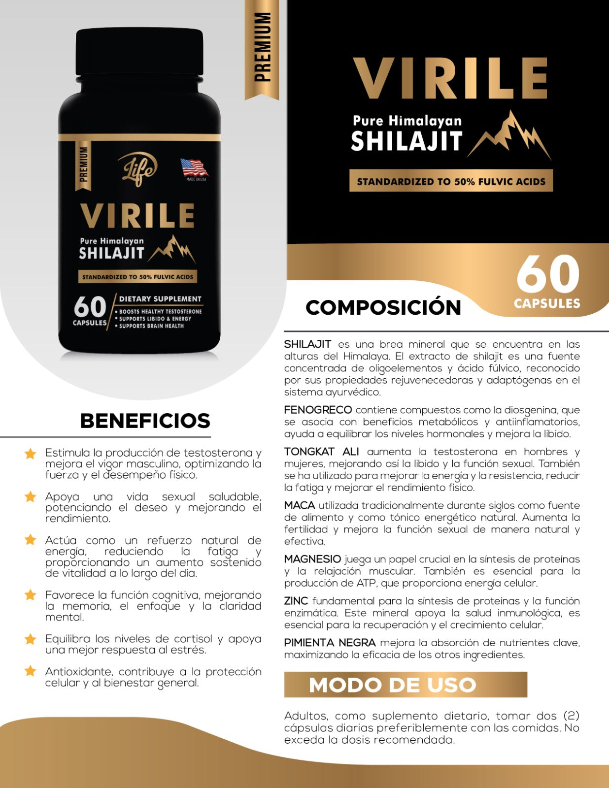 SHILAJIT Premium – 60 Cápsulas de Impulso Masculino | Actívate desde adentro: potencia, claridad y resistencia.